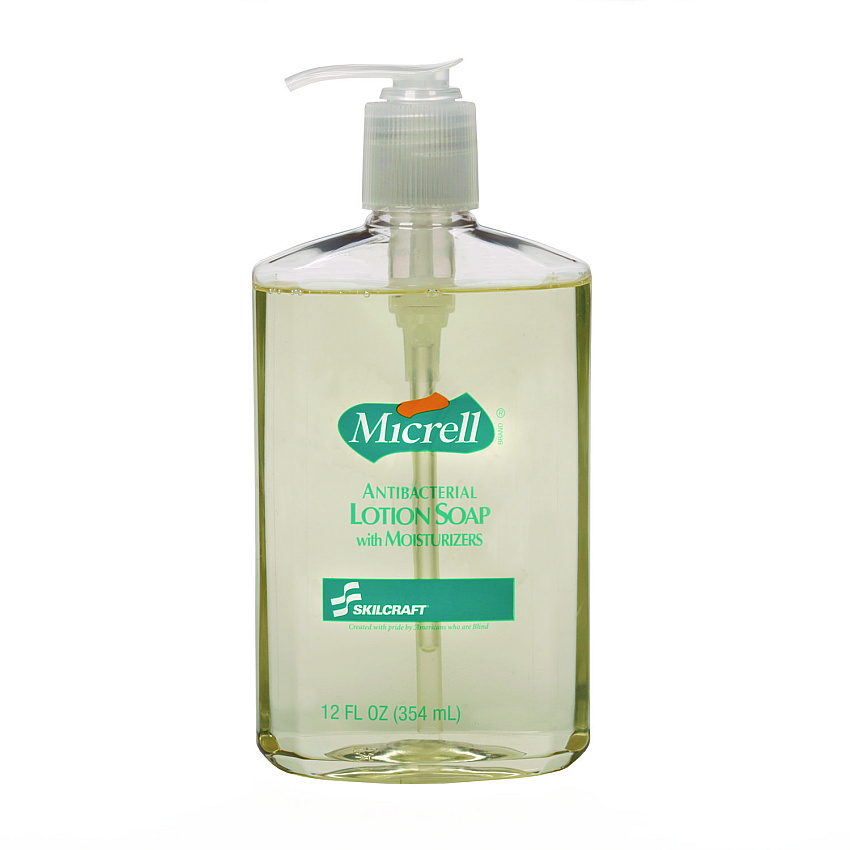 AbilityOne 8520014907370, SKILCRAFT MICRELL Antibacterial Lotion Soap, Unscented, 12/Box