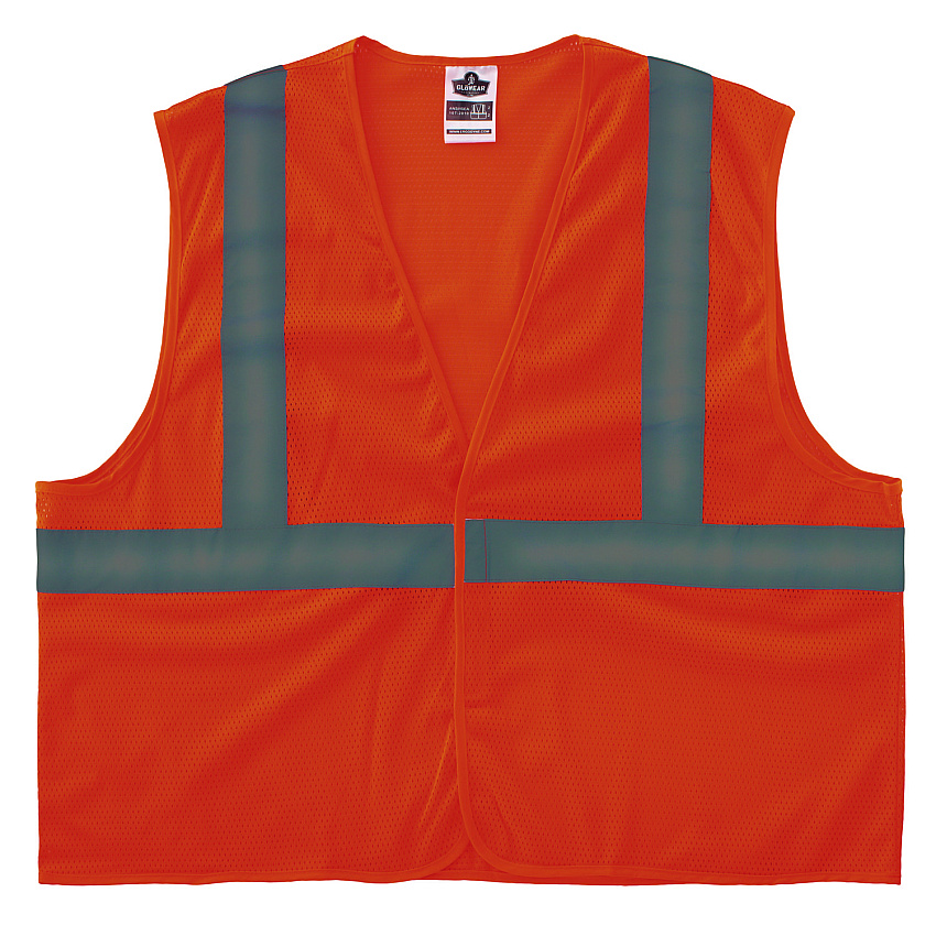 ergodyne GloWear 8205HL-ECO Class 2 Recycled Hi-Vis Vest, Mesh, Polyester, 2X-Large/3X-Large, Orange (EGO21997)