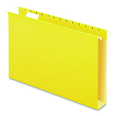 Pendaflex Extra Capacity Reinforced Hanging File Folders with Box Bottom, 2" Capacity, Legal Size, 1/5-Cut Tabs, Yellow, 25/Box (PFX4153X2YEL)