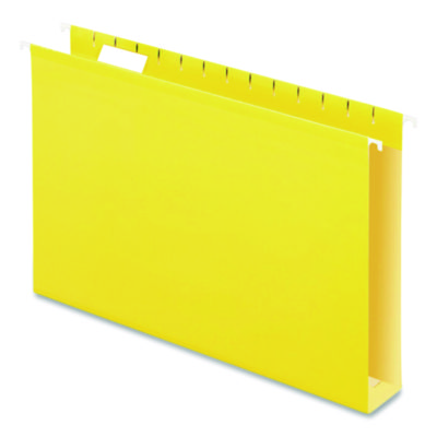 Pendaflex Extra Capacity Reinforced Hanging File Folders with Box Bottom, 2" Capacity, Legal Size, 1/5-Cut Tabs, Yellow, 25/Box (PFX4153X2YEL)