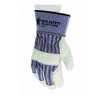 MCR Safety Mustang Leather Palm Gloves, Blue/Cream, Large, 12 Pairs (MPG1935L)