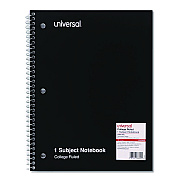 Universal Wirebound Notebook, 1-Subject, Medium/College Rule, Black Cover, (100) 11 x 8.5 Sheets (UNV66600)