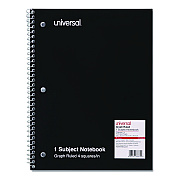 Universal Wirebound Notebook, 1-Subject, Quadrille Rule (4 sq/in), Black Cover, (70) 10.5 x 8 Sheets (UNV66630)