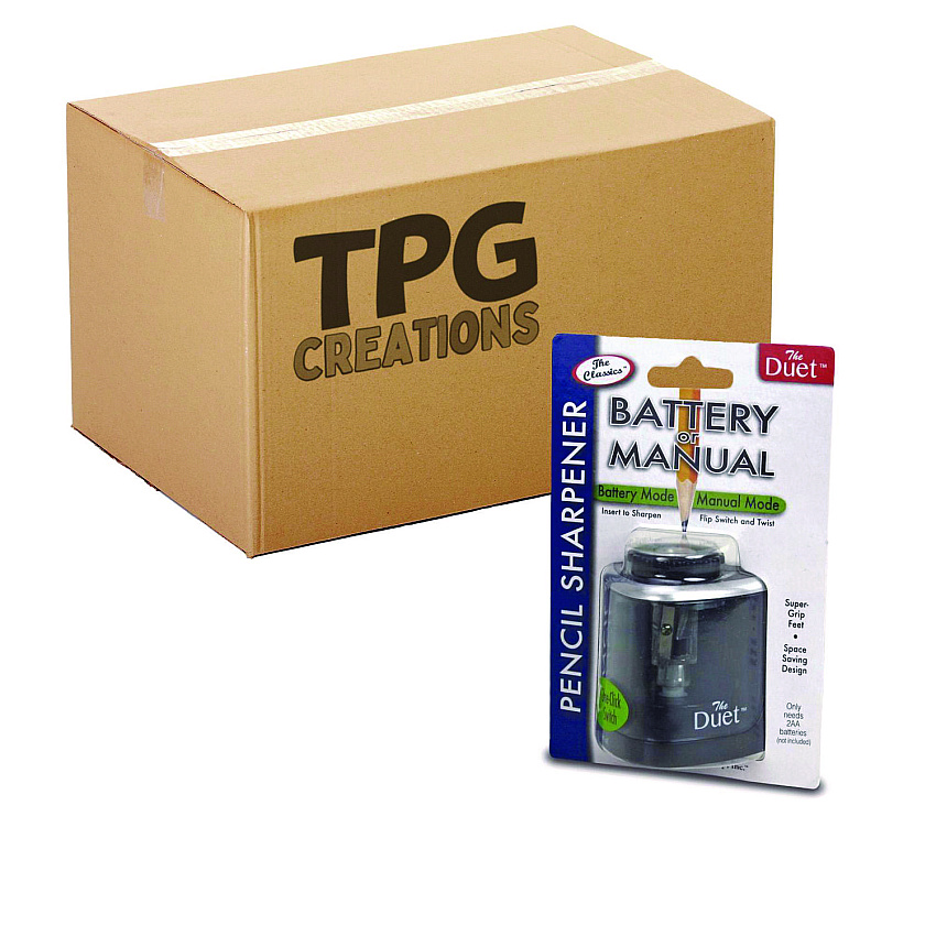TPG Creations 2-in-1 Sharpener, Battery/Manual-Powered, 6.13 x 3, Black, 24/Carton (TPG36424)