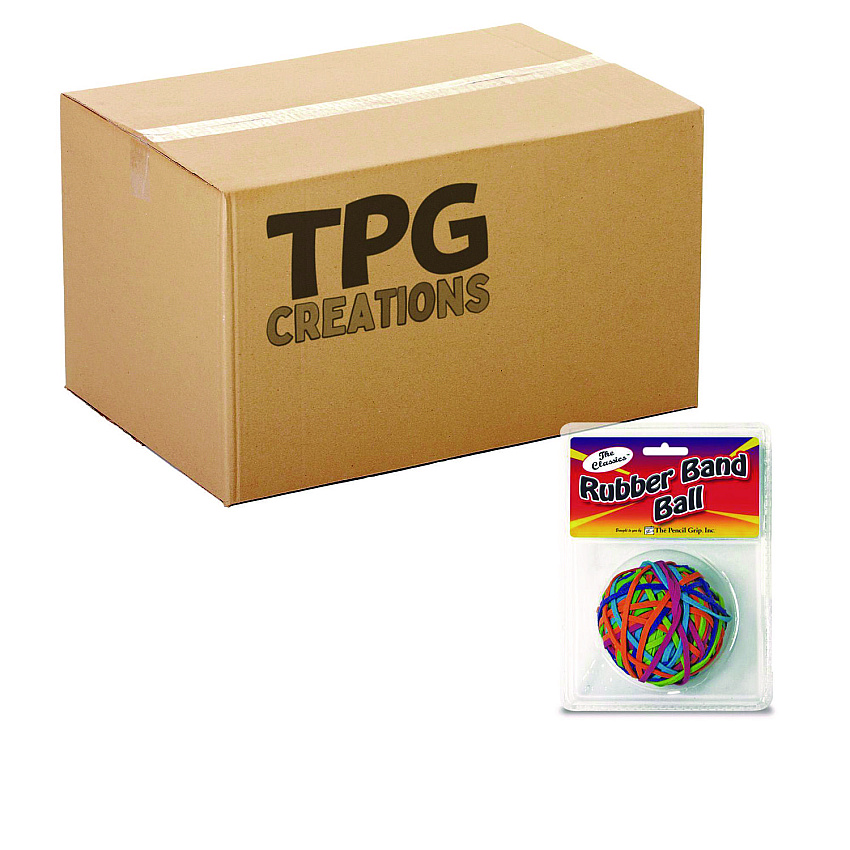 TPG Creations Rubber Band Ball, 2.5" Diameter, Assorted Colors, 250 Bands/Ball, 36/Carton (TPG58136)