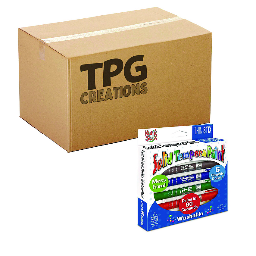 TPG Creations Thin Stix Tempera Paint Set, 6 Assorted Classic Colors, 6/Set, 24 Sets/Carton (TPG60724)