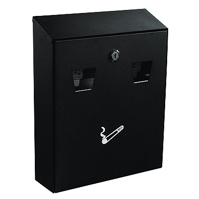 Alpine Wall-Mounted Safe Cigarette Disposal Station Outdoor Ashtray, Stainless Steel, Black (ALHALP49001BLK)