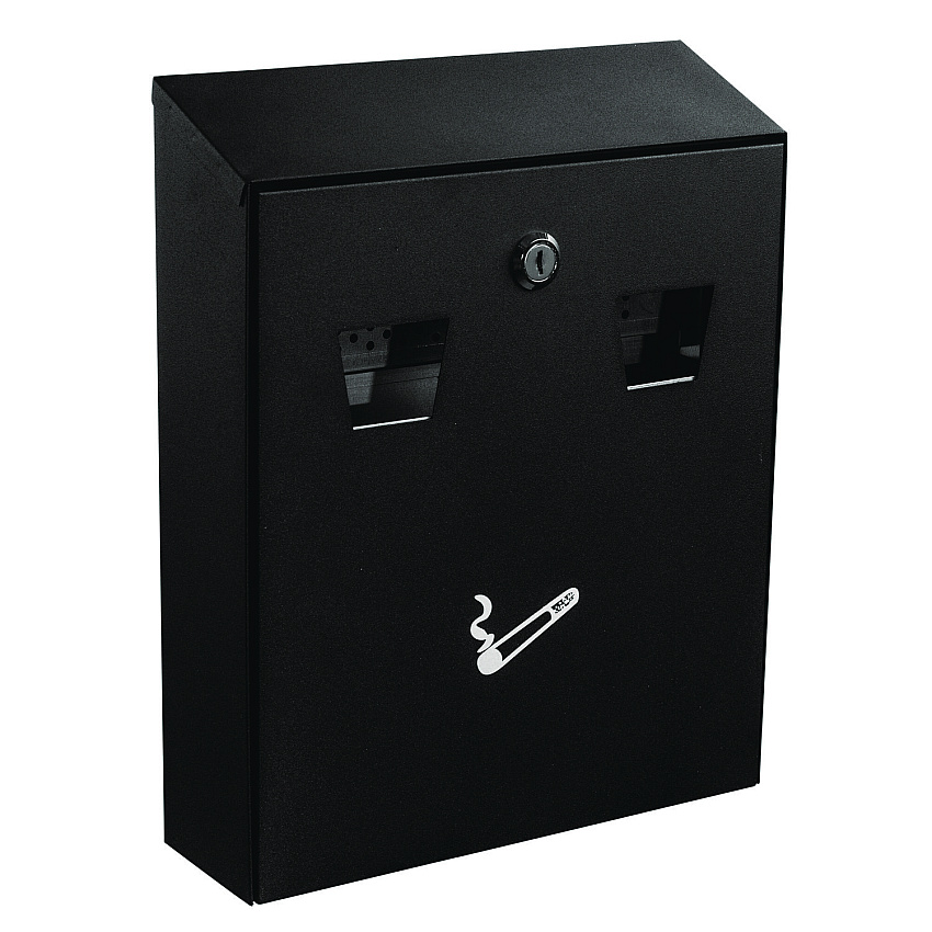 Alpine Wall-Mounted Safe Cigarette Disposal Station Outdoor Ashtray, Stainless Steel, Black (ALHALP49001BLK)