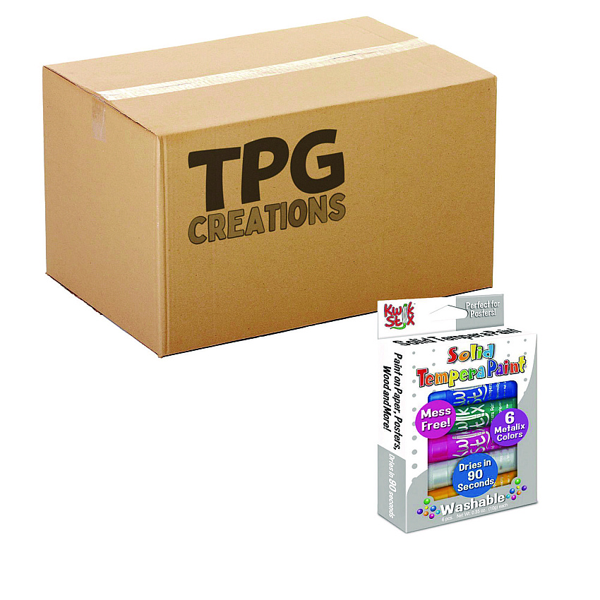 TPG Creations Kwik Stix Tempera Paint Set, 6 Assorted Metallic Colors, 6/Set, 24 Sets/Carton (TPG61324)