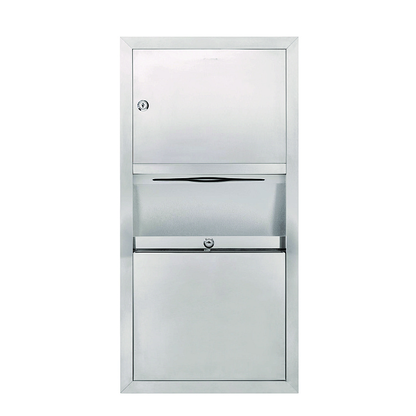Alpine Stainless Steel Surface-Mounted Paper Towel Dispenser with Waste Receptacle, 28 x 4 x 14 (ALHALP494)