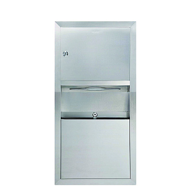 Alpine Recessed Commercial Paper Towel Dispenser with 2 Gal Waste Receptacle, 28 x 4.3 x 14, Stainless Steel (ALHALP495)