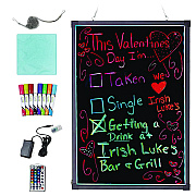 Alpine LED Illuminated Hanging Message Writing Board, 23.6" x 31.5", Black Surface, Black Aluminum Frame (ALHALP49504)