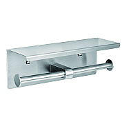 Alpine Double Post Toilet Paper Holder with Shelf Storage Rack, 3.87 x 10.5 x 3.95, Brushed Stainless Steel (ALHALP487B)