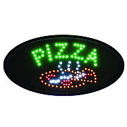 Alpine LED Oval Pizza Sign, 23 x 14, Black Frame, Green/Orange/Red/White Graphics (ALHALP49707)