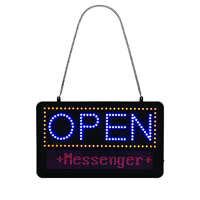 Alpine LED Programmable Message Board Open Sign, 22 x 13, Black Frame, Blue/Red Graphics (ALHALP49710)