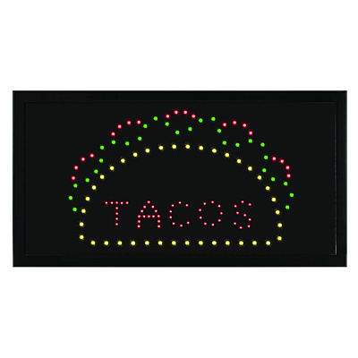 Alpine LED Rectangular TACO Sign, 19 x 10, Black Frame, Green/Red/Yellow Graphics (ALHALP49711)