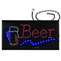Alpine LED Rectangular Beer Sign, 19 x 10, Black Frame, Blue/Green/Orange/Red/White Graphics (ALHALP49714)
