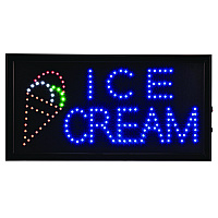 Alpine LED Rectangular Ice Cream Sign, 19 x 10, Black Frame, Blue/Green/Orange/Red/White Graphics (ALHALP49713)