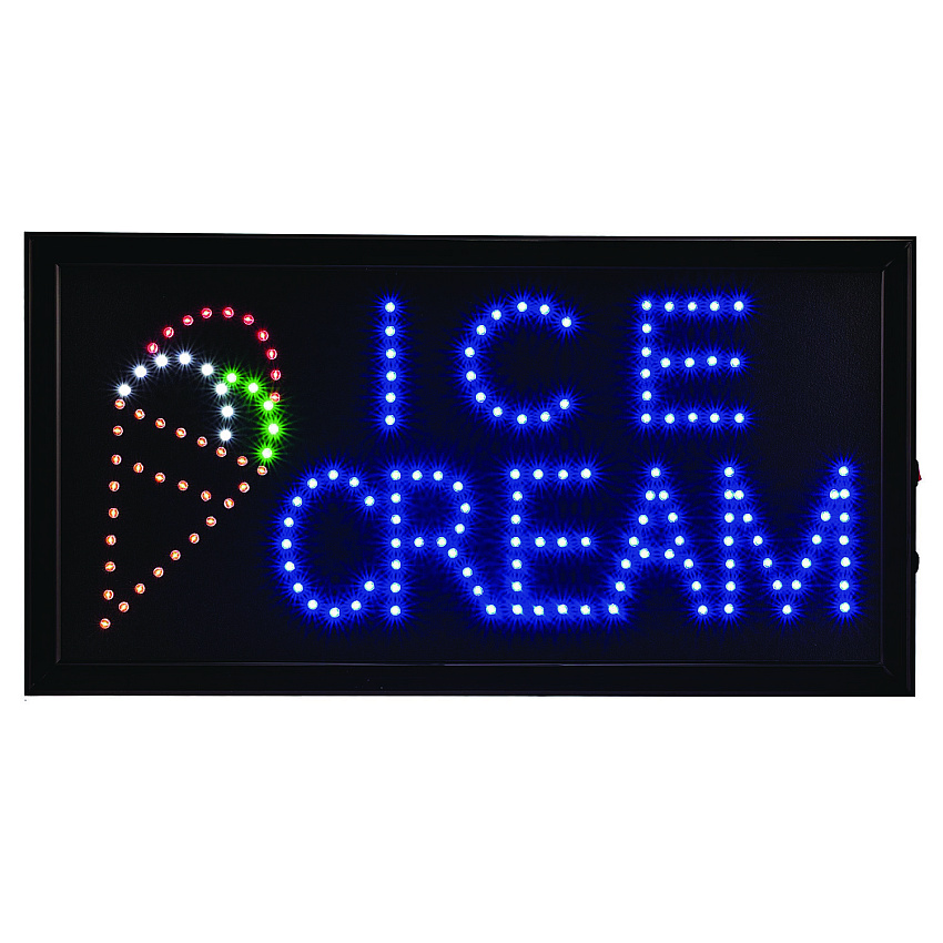Alpine LED Rectangular Ice Cream Sign, 19 x 10, Black Frame, Blue/Green/Orange/Red/White Graphics (ALHALP49713)