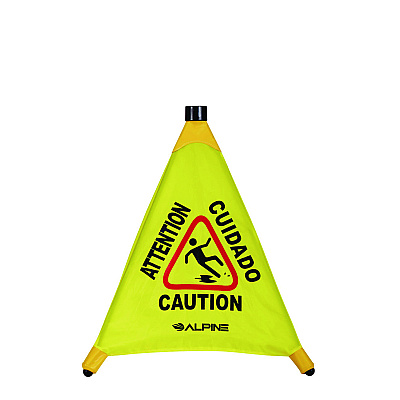 Alpine Tri-fold Multi-Lingual Pop-Up Wet Floor Sign, 2.95 x 2.55 x 20, Yellow (ALHALP49820)