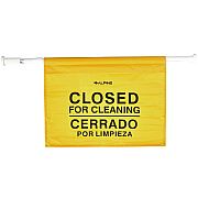 Alpine Safety Hanging Sign with Multi-Lingual Closed for Cleaning Imprint, 30.12 x 1.57 x 1.57, Yellow (ALHALP498HAN)