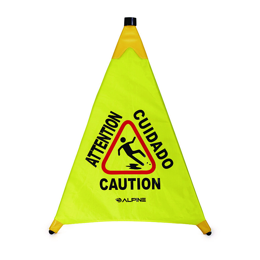Alpine Tri-fold Multi-Lingual Pop-Up Wet Floor Sign, 2.95 x 2.55 x 30, Yellow (ALHALP49830)