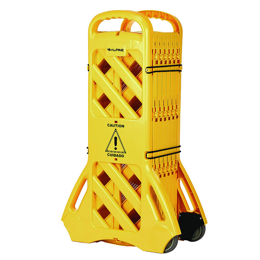 Alpine Expandable Portable Fence Barrier Safety Barricade, Plastic, 1.97 x 153.54 x 39.76, Yellow (ALHALP499BAR)