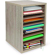 AdirOffice 11 Compartment Wood Mail Paper Sorter Literature Organizer, 11 Sections, Letter Size, 10.75 x 11.75 x 16.2, Medium Oak (ALHI50011MEO)