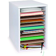 AdirOffice 11 Compartment Wood Mail Paper Sorter Literature Organizer, 11 Sections, Letter Size, 10.75 x 11.75 x 16.2, White (ALHI50011WHI)
