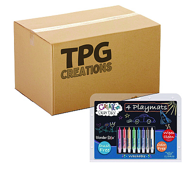 TPG Creations Wonder Stix Playmat Kit, 8 Assorted Pastel Wonderstix and 4 Playmats/Pack, 12 Packs/Carton (TPG64812)