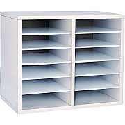 AdirOffice Wood Adjustable 12 Compartment Literature Organizer, 12 Sections, Letter Size, 20 x 11.8 x 16.3, White (ALHI50012WHI)