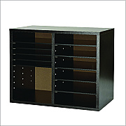 AdirOffice Wood Adjustable 12 Compartment Literature Organizer, 12 Sections, Letter Size, 20 x 11.8 x 16.3, Black (ALHI50012BLK)