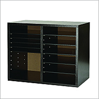 AdirOffice Wood Adjustable 12 Compartment Literature Organizer, 12 Sections, Letter Size, 20 x 11.8 x 16.3, Black (ALHI50012BLK)