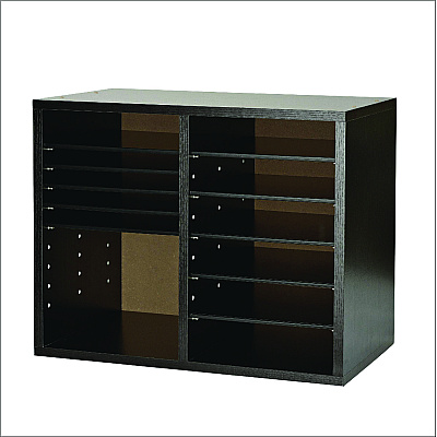 AdirOffice Wood Adjustable 12 Compartment Literature Organizer, 12 Sections, Letter Size, 20 x 11.8 x 16.3, Black (ALHI50012BLK)