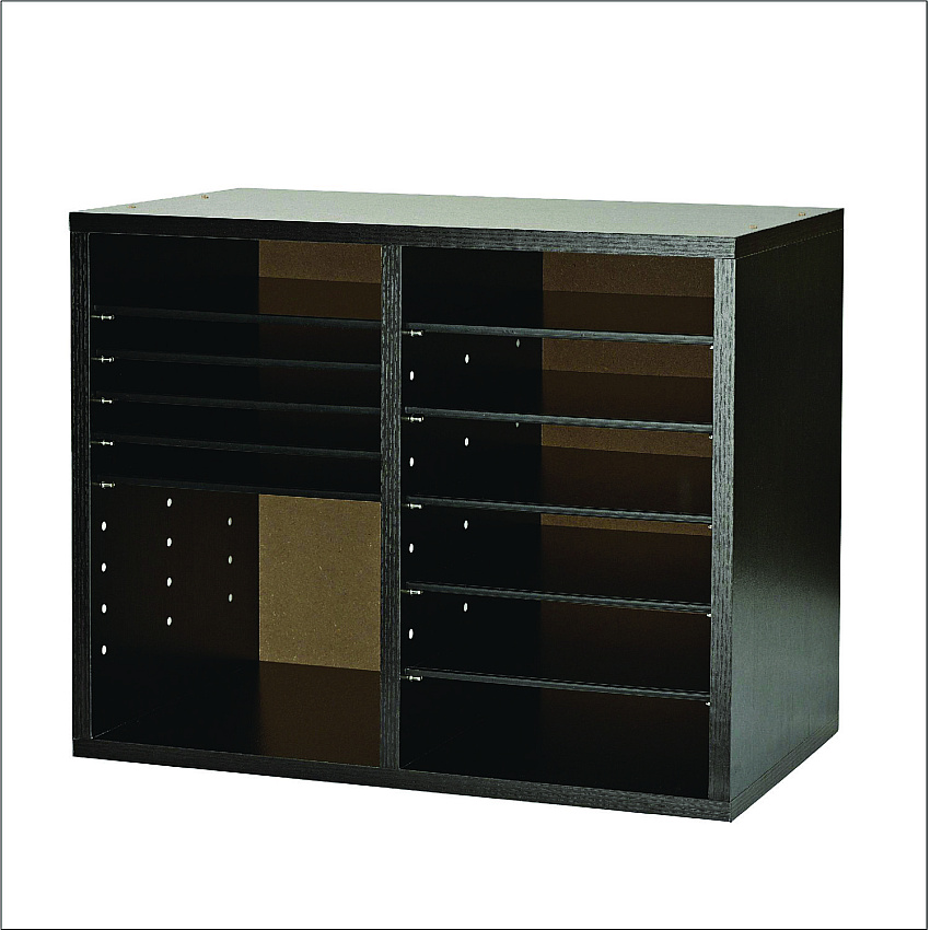 AdirOffice Wood Adjustable 12 Compartment Literature Organizer, 12 Sections, Letter Size, 20 x 11.8 x 16.3, Black (ALHI50012BLK)