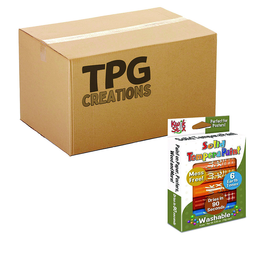TPG Creations Kwik Stix Tempera Paint Set, 6 Assorted Earth Tones Colors, 6/Pack, 24 Packs/Carton (TPG67624)