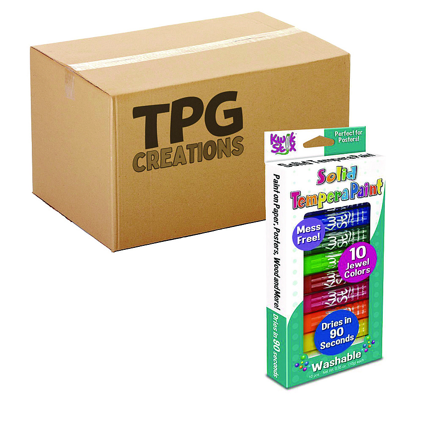 TPG Creations Kwik Stix Tempera Paint Set, 10 Assorted Jewel Tones Colors, 10/Pack, 12 Packs/Carton (TPG67812)