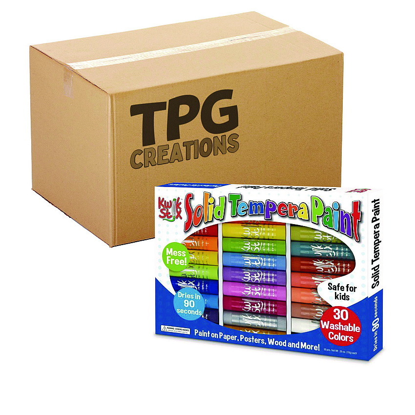 TPG Creations Kwik Stix Tempera Paint Set, 30 Assorted Colors, 30/Pack, 6 Packs/Carton (TPG68106)