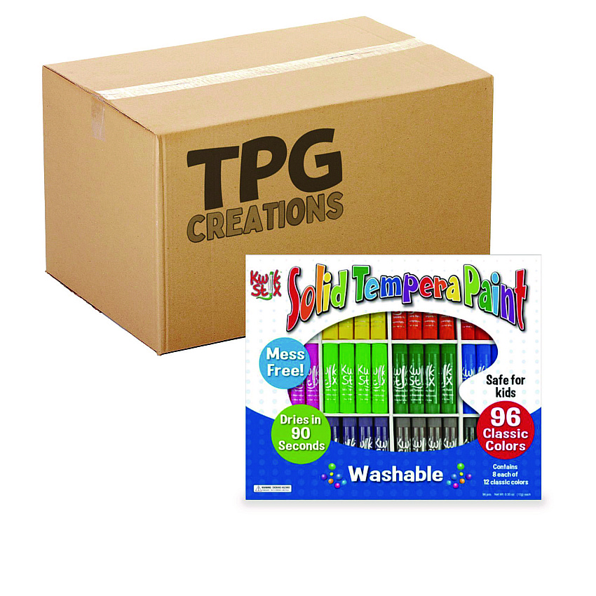 TPG Creations Kwik Stix Tempera Paint Set, 12 Assorted Colors, 96/Pack, 2 Packs/Carton (TPG69602)