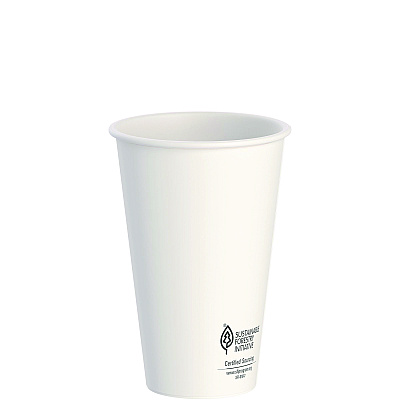 Solo Thermoguard Insulated Paper Hot Cups, 16 oz, White Sustainable Forest Print, 600/Carton (SCCDWTG16W)