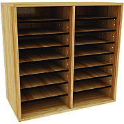 AdirOffice Wood Adjustable 16 Compartment Literature Organizer, 16 Sections, Letter Size, 20 x 11.8 x 21.4, Medium Oak (ALHI50016MEO)