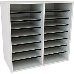 AdirOffice Wood Adjustable 16 Compartment Literature Organizer, 16 Sections, Letter Size, 20 x 11.8 x 21.4, White (ALHI50016WHI)
