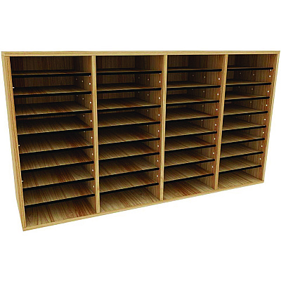 AdirOffice Wood Adjustable 36 Compartment Literature Organizer, 36 Sections, Letter Size, 39.3 x 11.8 x 23.9, Medium Oak (ALHI50036MEO)