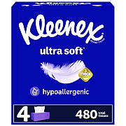 Kleenex Ultra Soft Facial Tissue, 3-Ply, White, 120 Sheets/Box, 4 Boxes/Pack, 6 Packs/Carton (KCC54315)