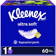 Kleenex Ultra Soft Facial Tissue, 3-Ply, White, 60 Sheets/Box, 18 Boxes/Carton (KCC54278)