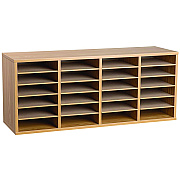 AdirOffice Wood Adjustable 24 Compartment Literature Organizer, 24 Sections, Letter Size, 39.3 x 11.8 x 16.3, Medium Oak (ALHI50024MEO)