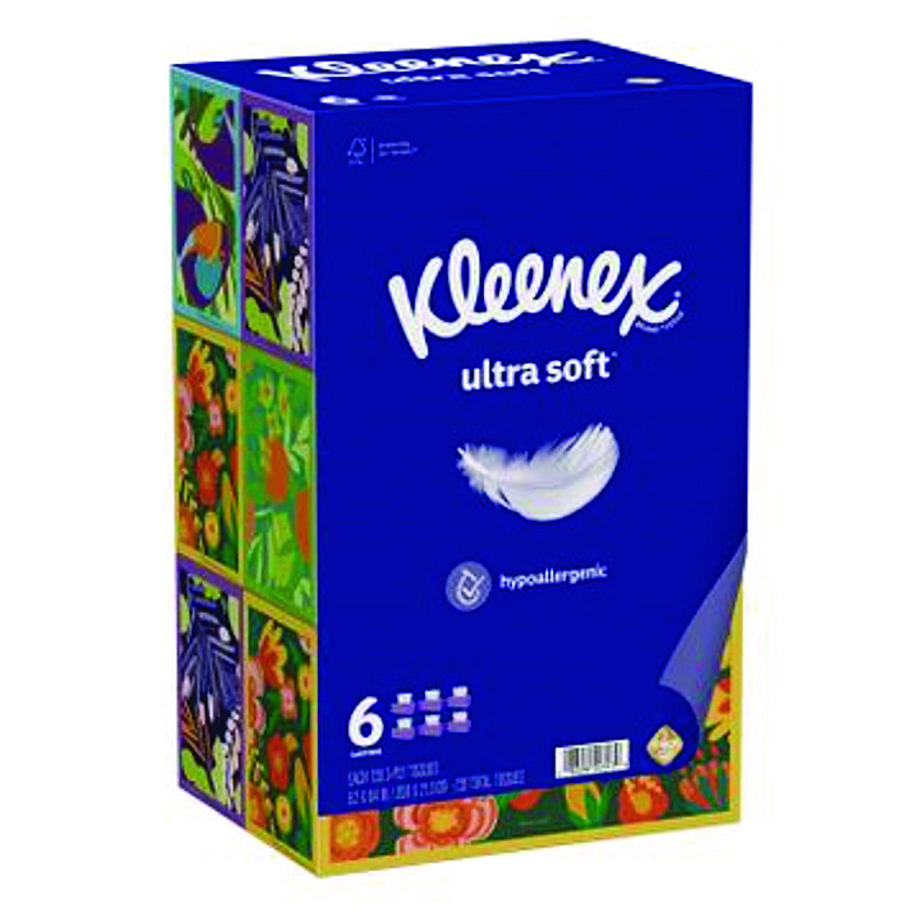 Kleenex Ultra Soft Facial Tissue, 3-Ply, White, 120 Sheets/Box, 6 Boxes/Pack, 4 Packs/Carton (54317)