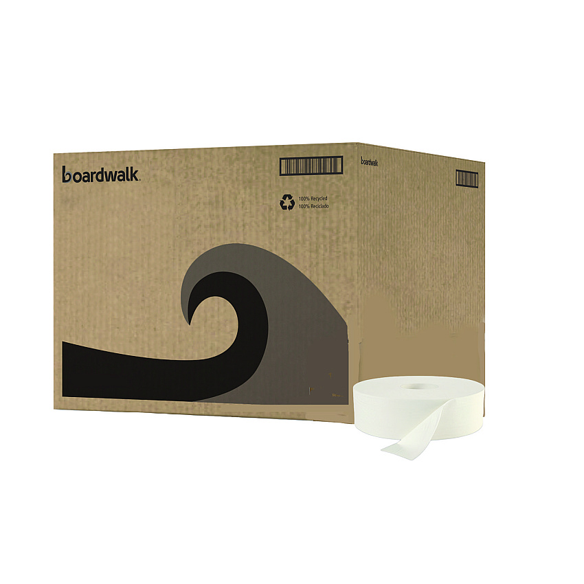 Boardwalk JRT Bath Tissue, Jumbo, Septic Safe, 2-Ply, White, 3.5" x 2,000 ft, 12" dia, 6 Rolls/Carton (BWK6102B)