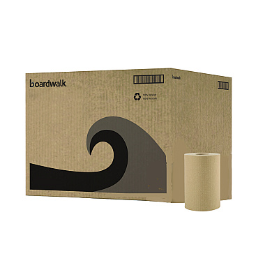 Boardwalk Hardwound Paper Towels, 1-Ply, 8" x 350 ft, Natural, 12 Rolls/Carton (BWK6252)