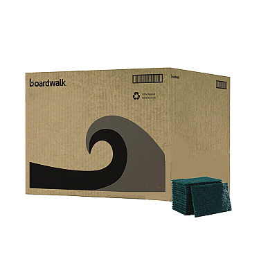 Boardwalk Heavy-Duty Scour Pad, 6 x 9, Green 15/Carton (BWK186)